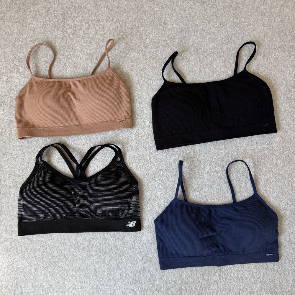 GAP Body Seamless Bralette Womens Small Beige Black New Balance Sports Bra